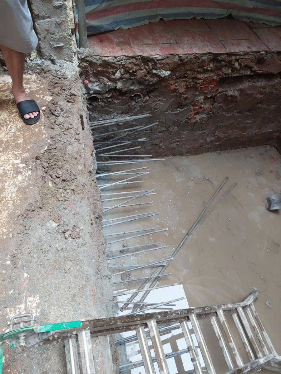 khoan cấy thép dàm móng